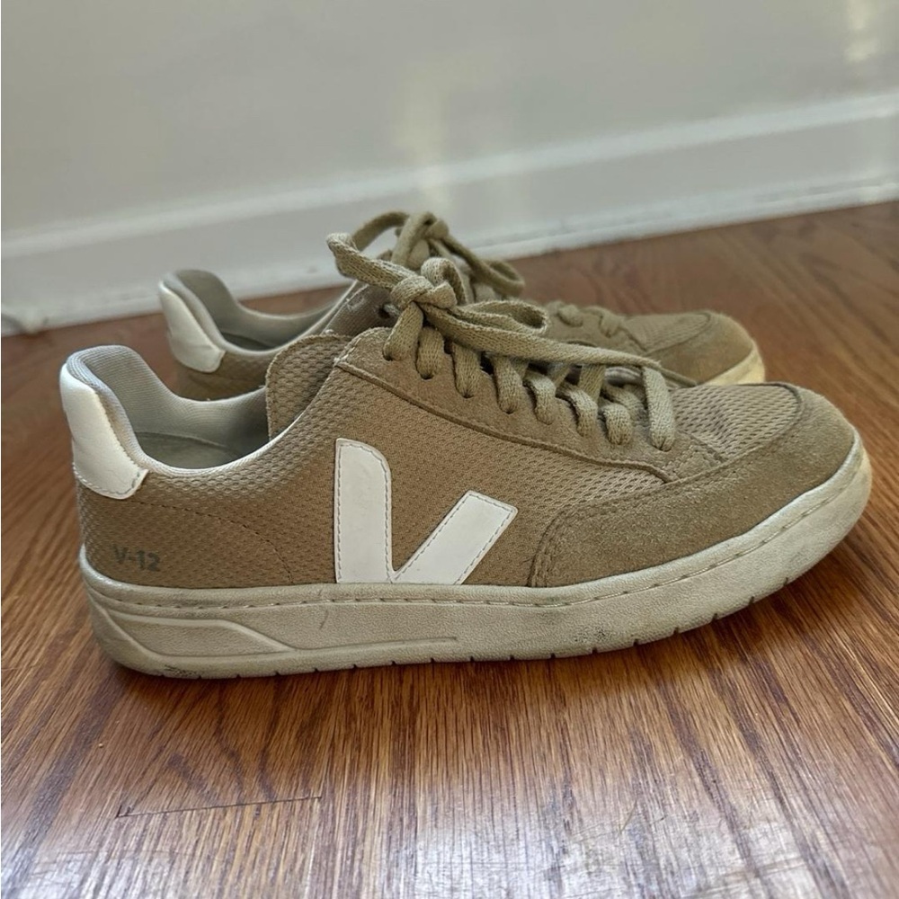 Veja Shoes V-12 Alveomesh Dune White New Tan Vegan Leather Chunky